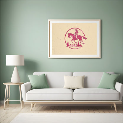 Capture the spirit of the wild west with this unique retro-inspired artwork. Featuring a bold for Hall