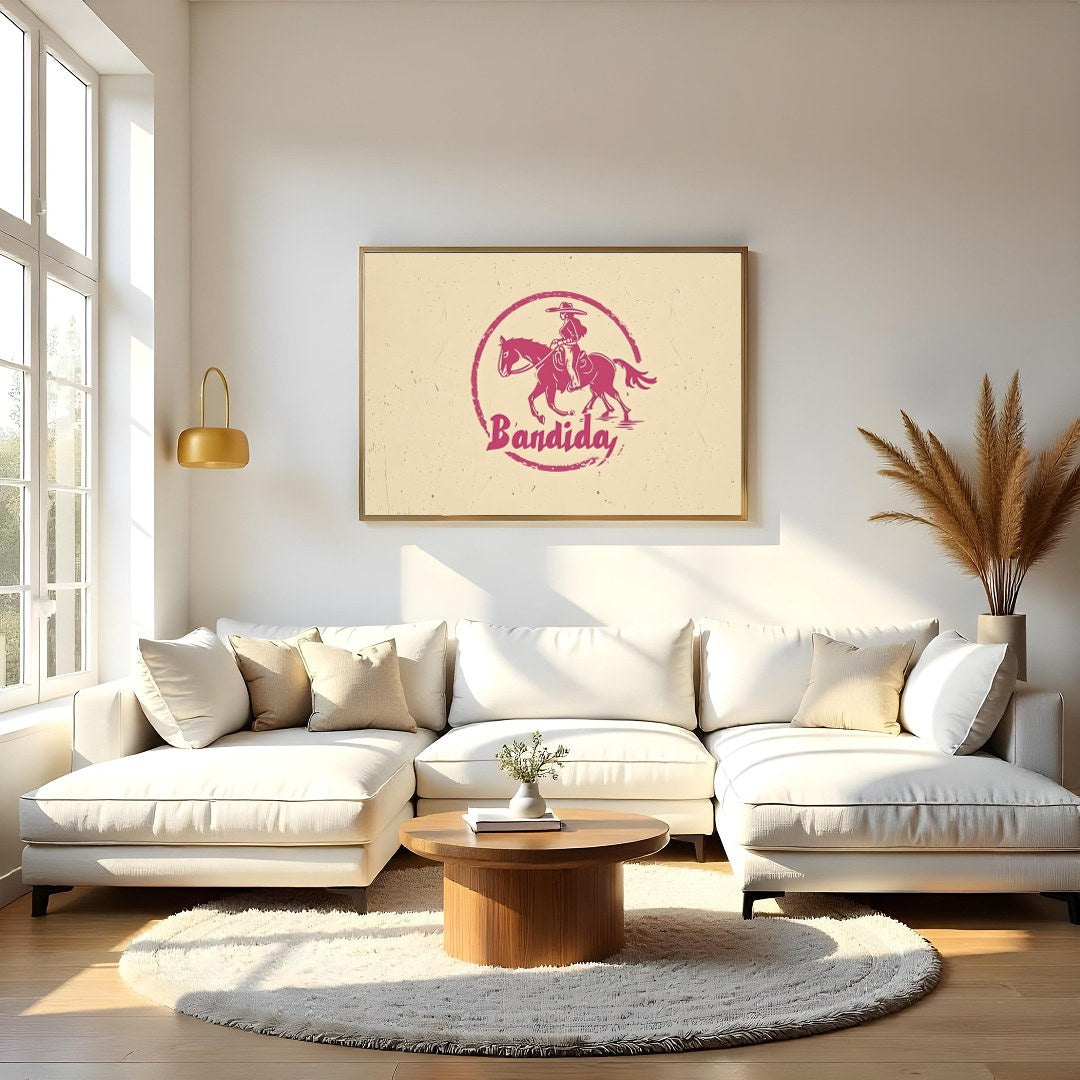 Capture the spirit of the wild west with this unique retro-inspired artwork. Featuring a bold for Living Room