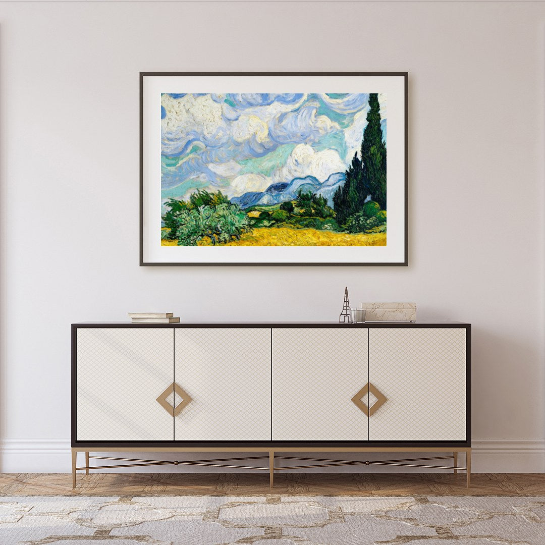 Invite a touch of classic elegance to your space with this swirling depiction of a cypress under a for Foyer
