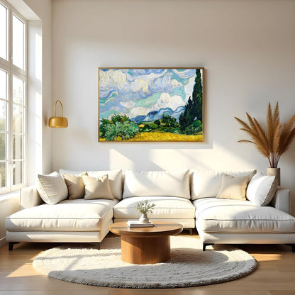 Invite a touch of classic elegance to your space with this swirling depiction of a cypress under a for Living Room