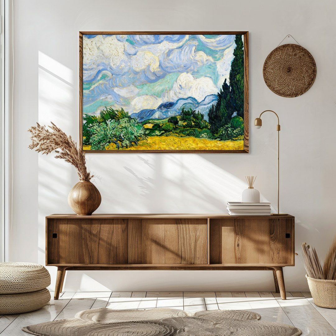 Invite a touch of classic elegance to your space with this swirling depiction of a cypress under a for Sitting Area