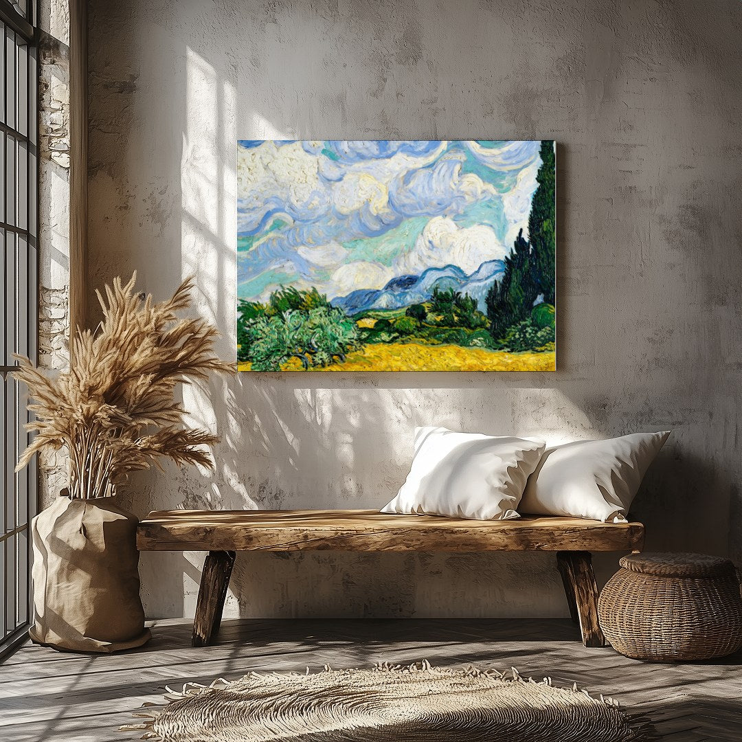 Invite a touch of classic elegance to your space with this swirling depiction of a cypress under a for Veranda