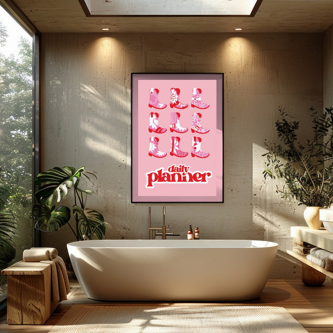 Embrace the charm of the Wild West with this playful pop art depicting a vibrant array of cowboy for Bathroom