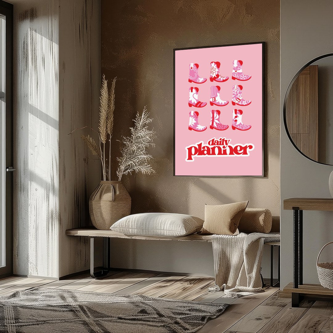Embrace the charm of the Wild West with this playful pop art depicting a vibrant array of cowboy for loft