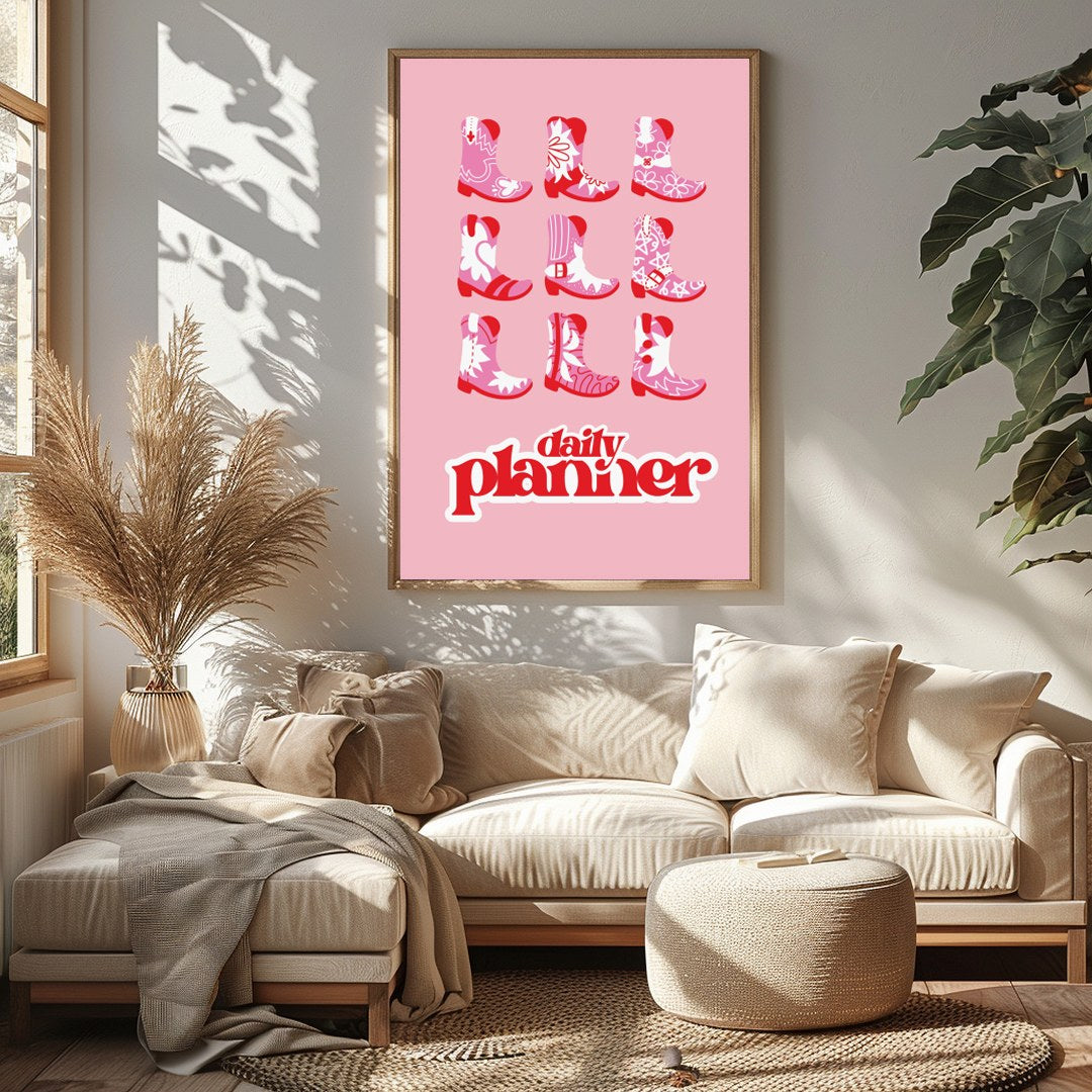 Embrace the charm of the Wild West with this playful pop art depicting a vibrant array of cowboy for Sitting Area
