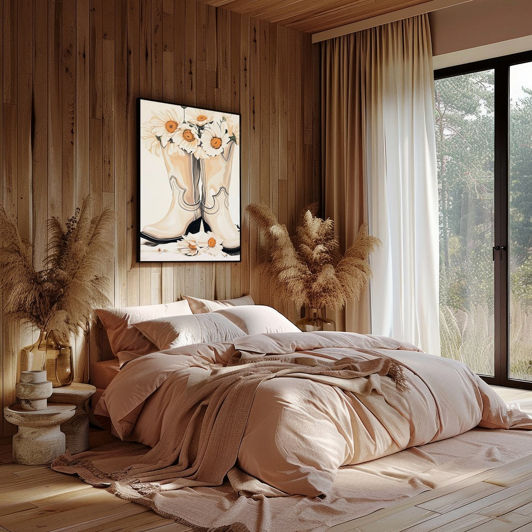 Bring a touch of rustic charm into your home with this delightful artwork featuring a pair of for Bedroom