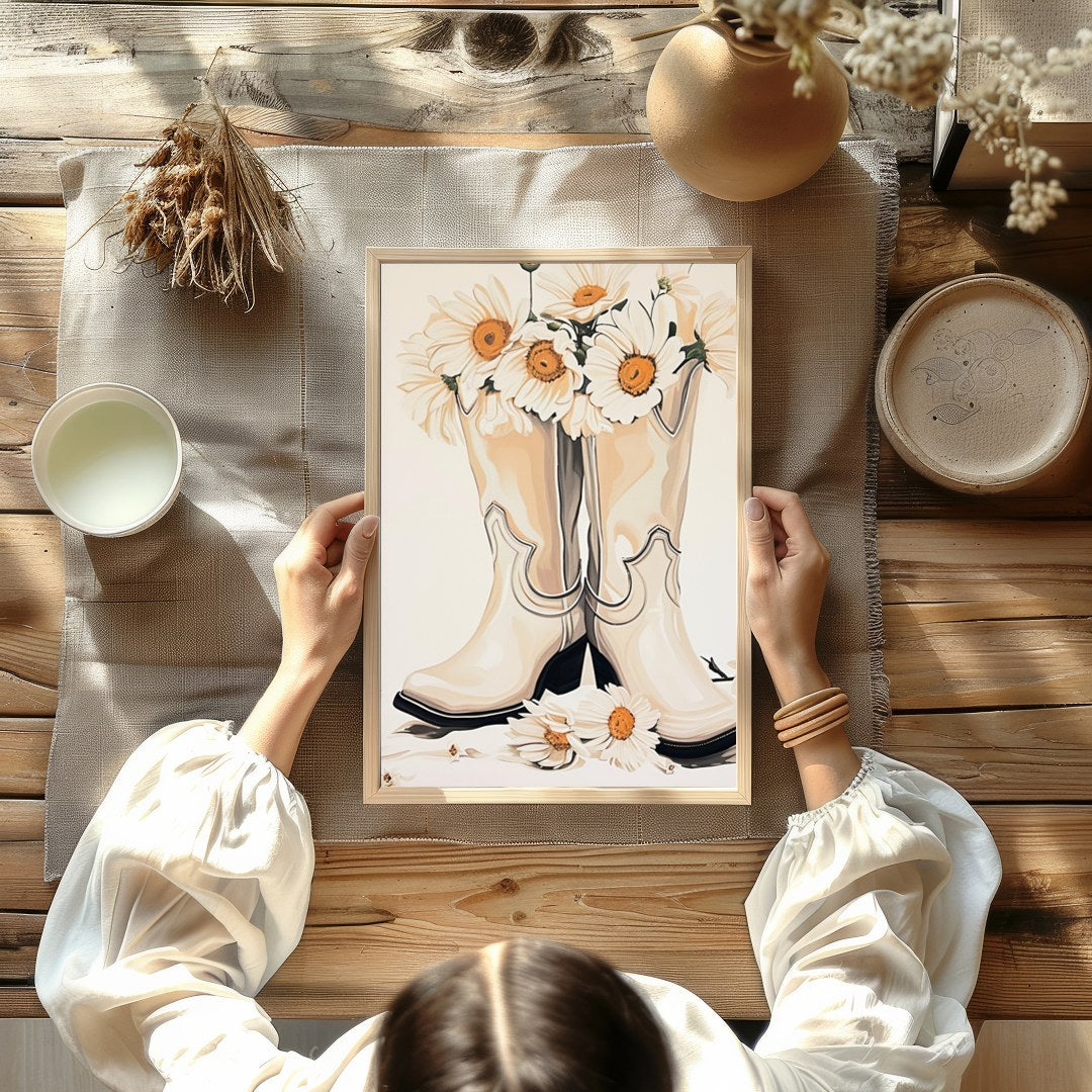 Bring a touch of rustic charm into your home with this delightful artwork featuring a pair of for Kitchen