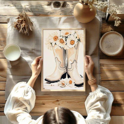 Bring a touch of rustic charm into your home with this delightful artwork featuring a pair of for Kitchen