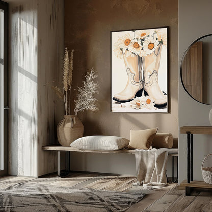 Bring a touch of rustic charm into your home with this delightful artwork featuring a pair of for room