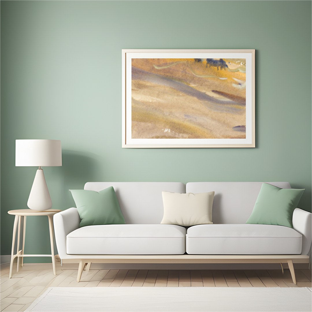 Immerse yourself in the serene beauty of this abstract landscape. With sweeping strokes of pastel for Hall