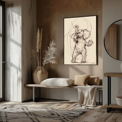 Embrace the playful elegance of this finely crafted elephant sketch. The delicate lines and for abode