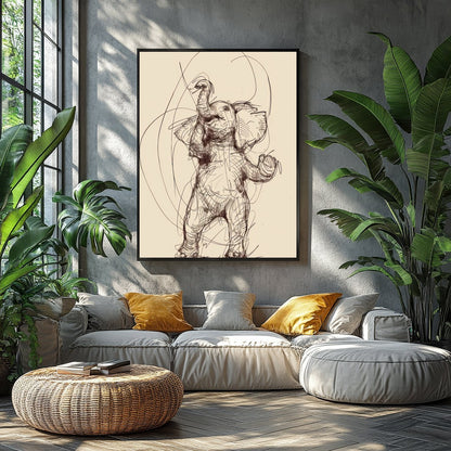 Embrace the playful elegance of this finely crafted elephant sketch. The delicate lines and for Balcony