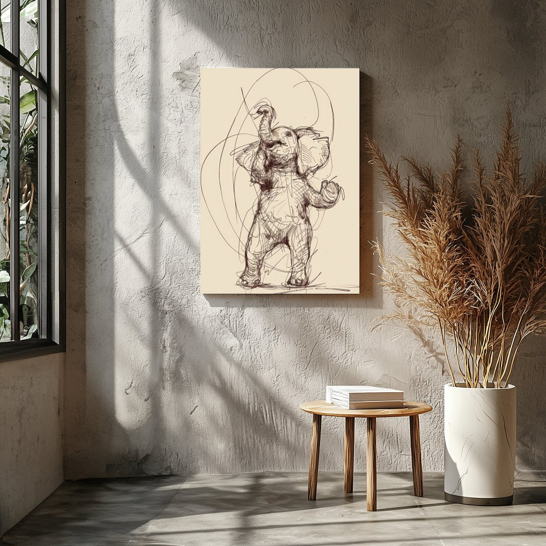 Embrace the playful elegance of this finely crafted elephant sketch. The delicate lines and for Entrance