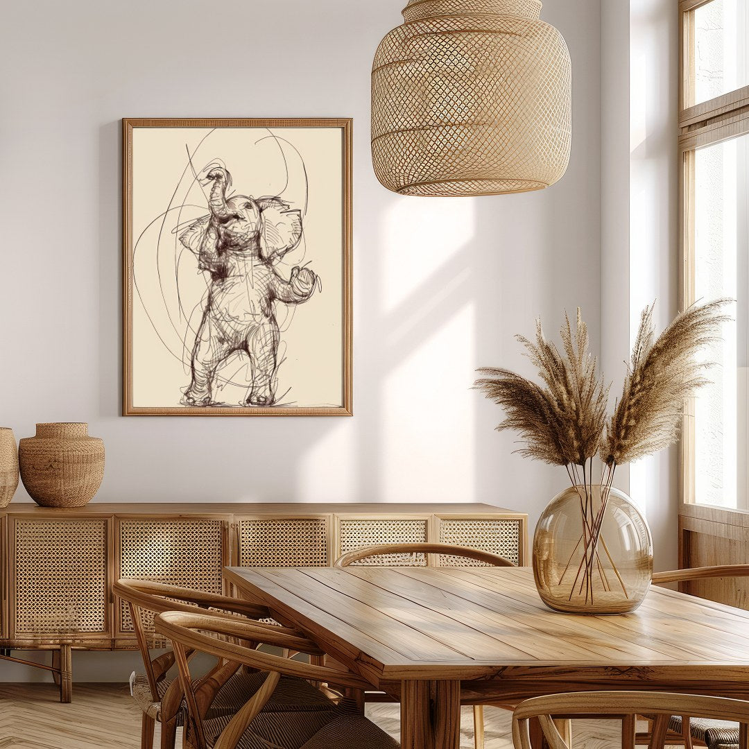 Embrace the playful elegance of this finely crafted elephant sketch. The delicate lines and for Extra Kitchen