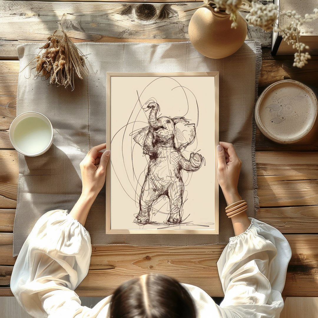 Embrace the playful elegance of this finely crafted elephant sketch. The delicate lines and for Kitchen