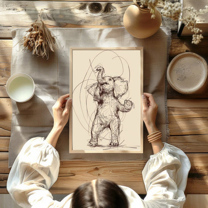 Embrace the playful elegance of this finely crafted elephant sketch. The delicate lines and for Kitchen
