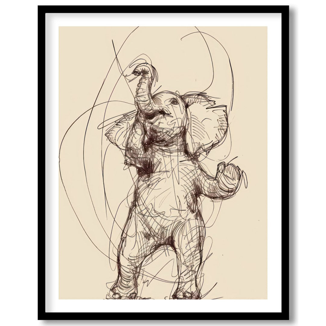 Embrace the playful elegance of this finely crafted elephant sketch. The delicate lines and for loft