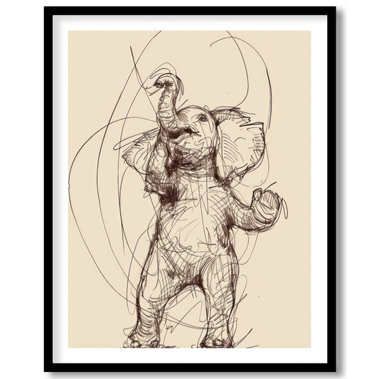 Embrace the playful elegance of this finely crafted elephant sketch. The delicate lines and for loft