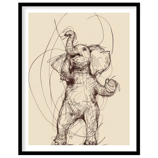Embrace the playful elegance of this finely crafted elephant sketch. The delicate lines and for loft