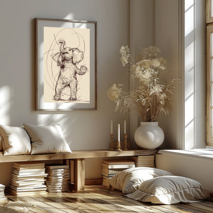 Embrace the playful elegance of this finely crafted elephant sketch. The delicate lines and for space