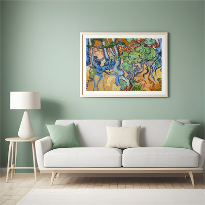 This captivating piece captures the dynamic energy of a forest with its swirling branches and for Hall