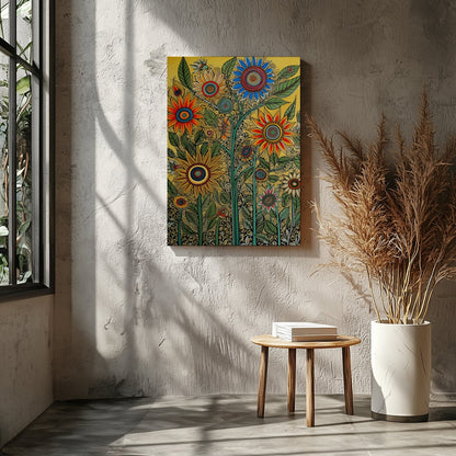 Bring your walls to life with this vibrant and intricate floral artwork. Featuring bold sunflowers for Entrance