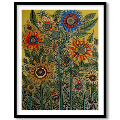 Bring your walls to life with this vibrant and intricate floral artwork. Featuring bold sunflowers for house