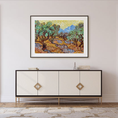 Immerse yourself in the vibrant energy of this beautiful olive grove painting. Its swirling for Foyer