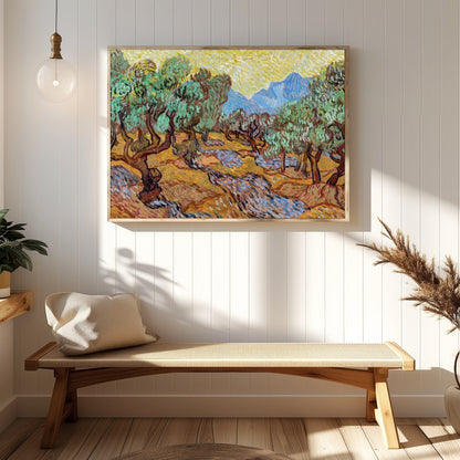 Immerse yourself in the vibrant energy of this beautiful olive grove painting. Its swirling for Hallway