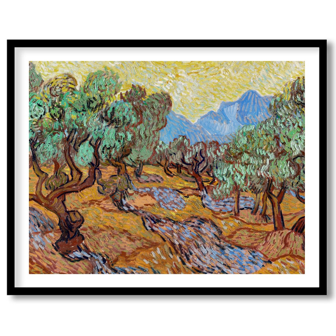 Immerse yourself in the vibrant energy of this beautiful olive grove painting. Its swirling for retreat