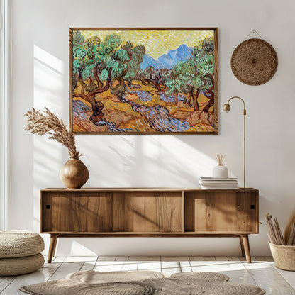 Immerse yourself in the vibrant energy of this beautiful olive grove painting. Its swirling for Sitting Area