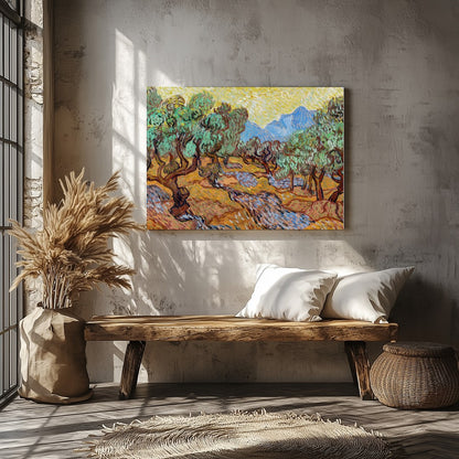 Immerse yourself in the vibrant energy of this beautiful olive grove painting. Its swirling for Veranda