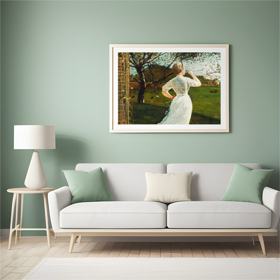 Captivate your senses with this enchanting artwork, where a daydreamer's gaze melds with a serene for Hall