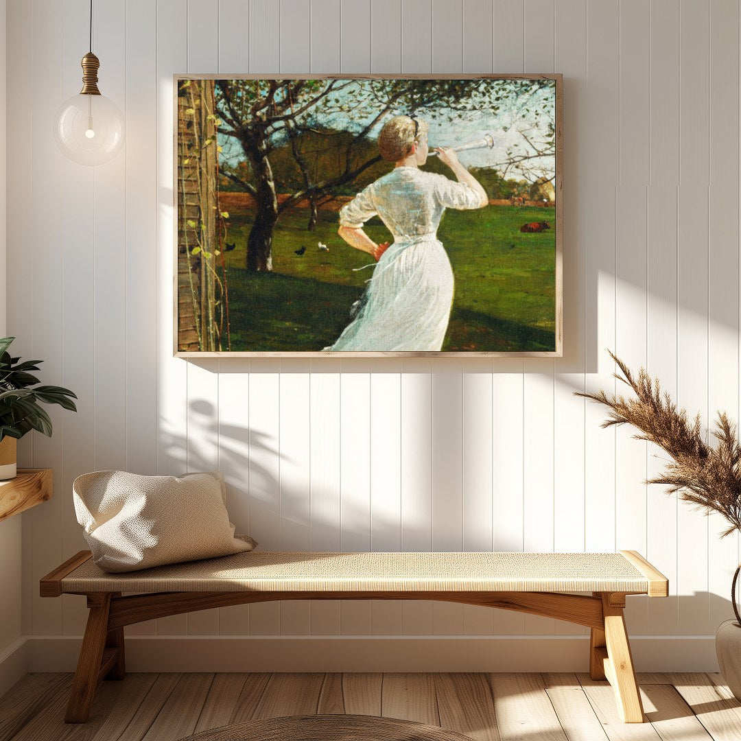 Captivate your senses with this enchanting artwork, where a daydreamer's gaze melds with a serene for Hallway