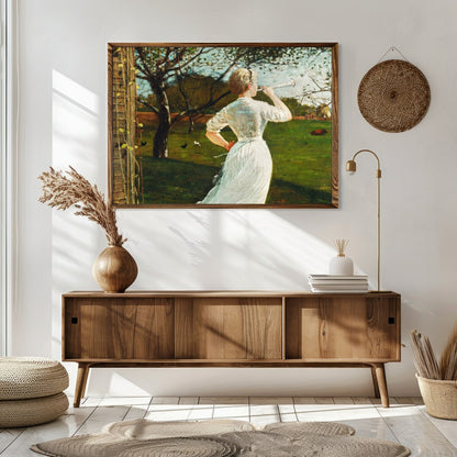 Captivate your senses with this enchanting artwork, where a daydreamer's gaze melds with a serene for Sitting Area