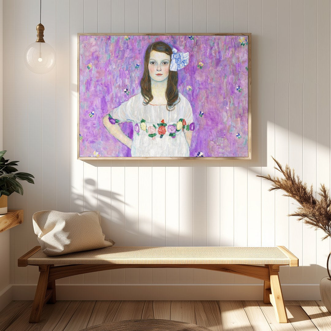 Immerse yourself in the delicate beauty of this enchanting artwork. A young girl stands serenely for Hallway