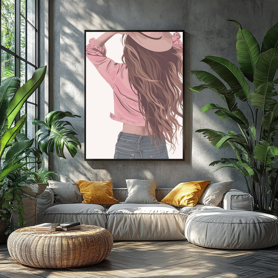 Step into a world of carefree elegance with this captivating artwork. Featuring a serene figure for Balcony