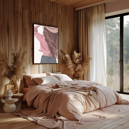 Step into a world of carefree elegance with this captivating artwork. Featuring a serene figure for Bedroom
