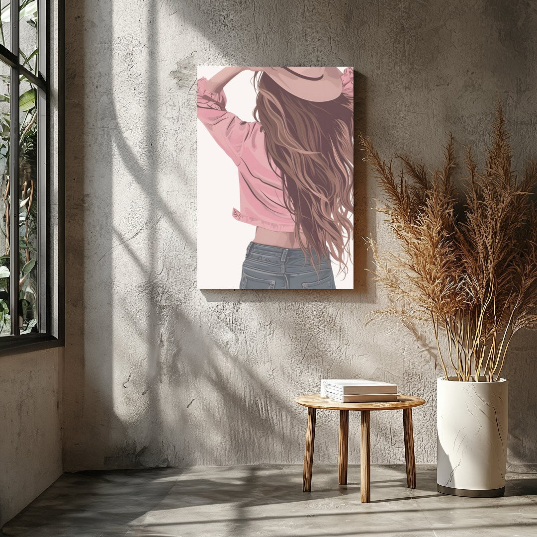 Step into a world of carefree elegance with this captivating artwork. Featuring a serene figure for Entrance