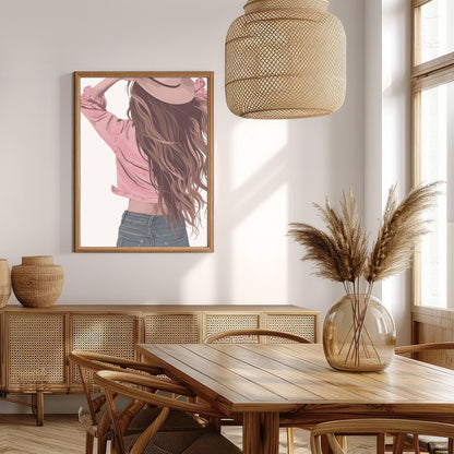 Step into a world of carefree elegance with this captivating artwork. Featuring a serene figure for Extra Kitchen