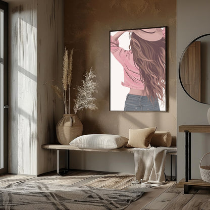 Step into a world of carefree elegance with this captivating artwork. Featuring a serene figure for kitchen