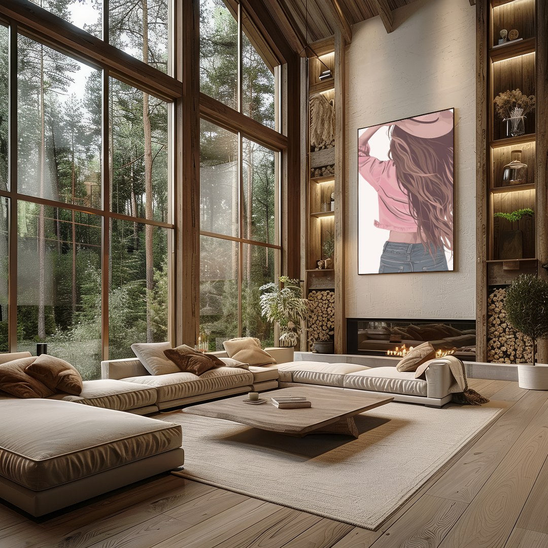 Step into a world of carefree elegance with this captivating artwork. Featuring a serene figure for Living Room