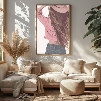 Step into a world of carefree elegance with this captivating artwork. Featuring a serene figure for Sitting Area