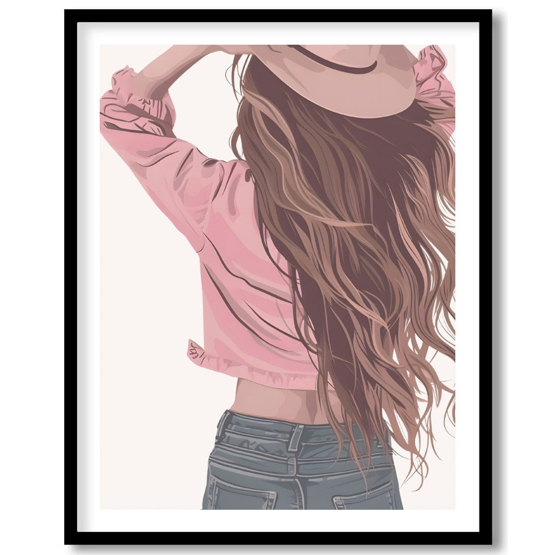 Step into a world of carefree elegance with this captivating artwork. Featuring a serene figure for sweet-home