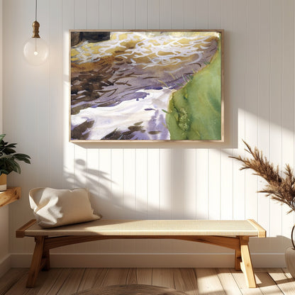 Immerse yourself in the tranquil beauty of this watercolor landscape, where earthy tones blend for Hallway