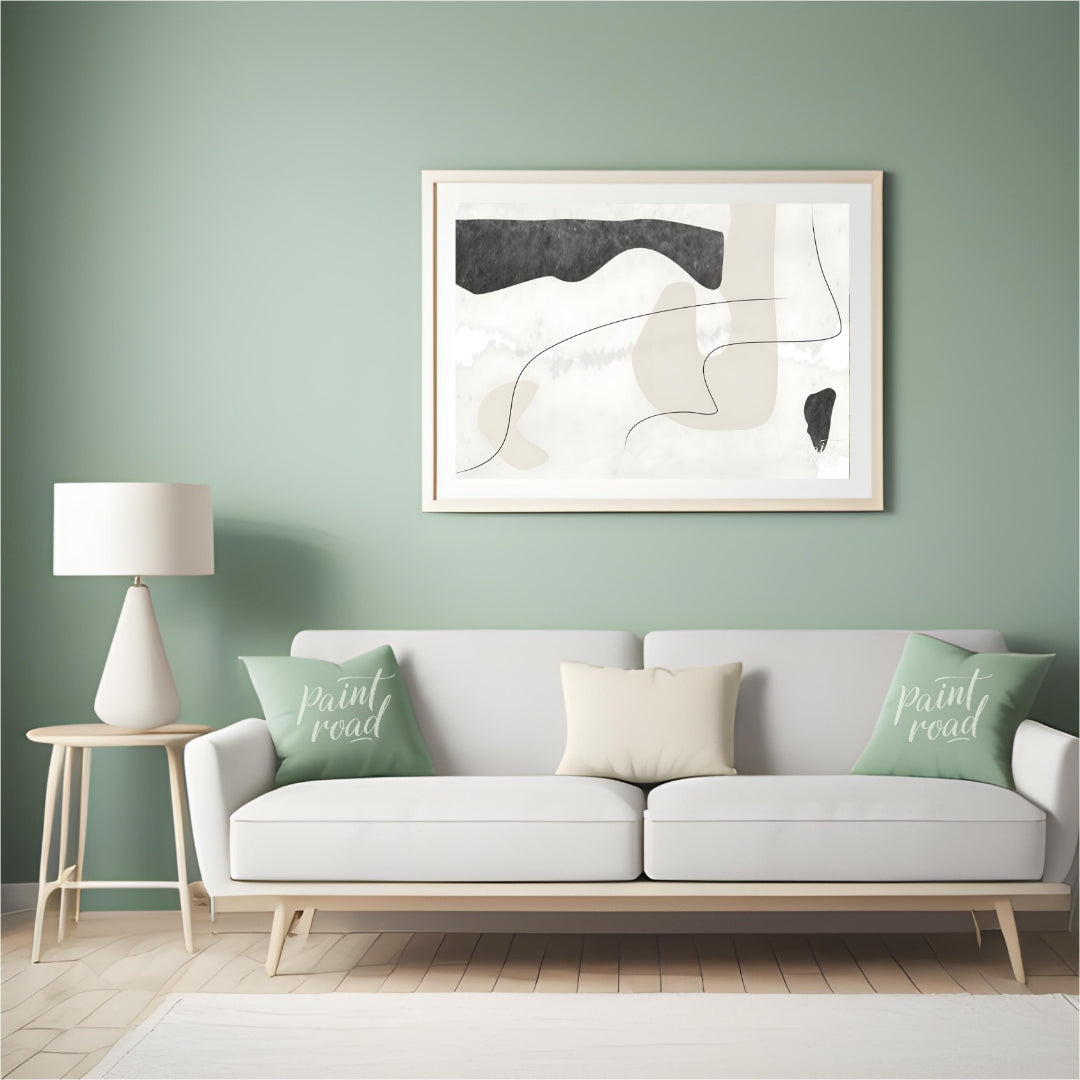 """Whispered Forms"" presents an abstract composition with a delicate interplay of soft shapes and … for living room