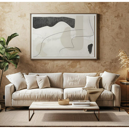 """Whispered Forms"" presents an abstract composition with a delicate interplay of soft shapes and … for living room