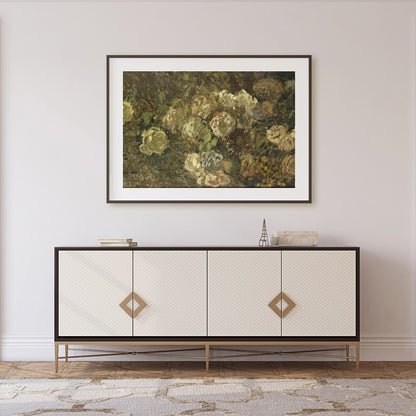 Immerse yourself in the serene beauty of 'Whispering Blooms in Earth Tones', a captivating fine art for Foyer