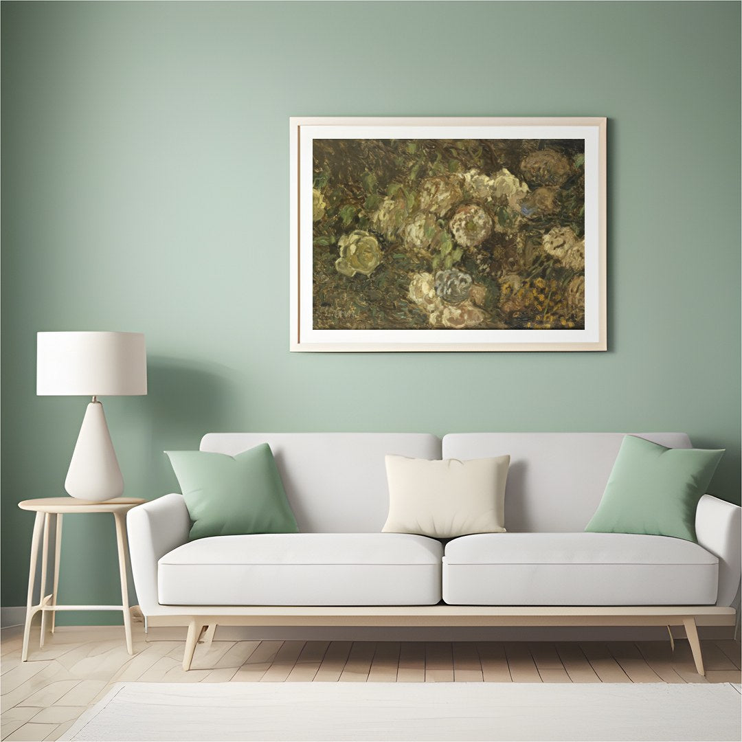 Immerse yourself in the serene beauty of 'Whispering Blooms in Earth Tones', a captivating fine art for Hall