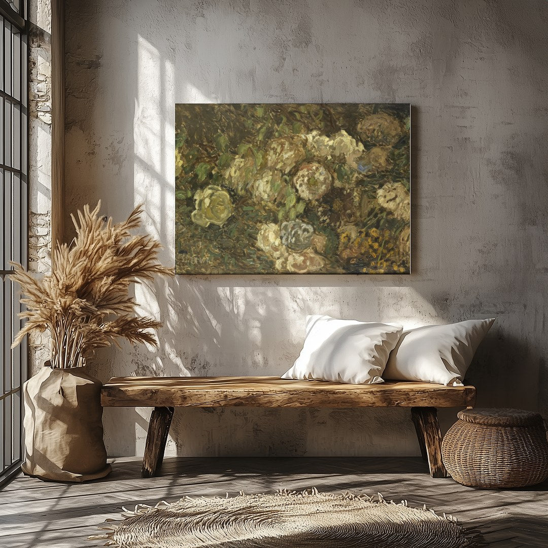Immerse yourself in the serene beauty of 'Whispering Blooms in Earth Tones', a captivating fine art for Veranda